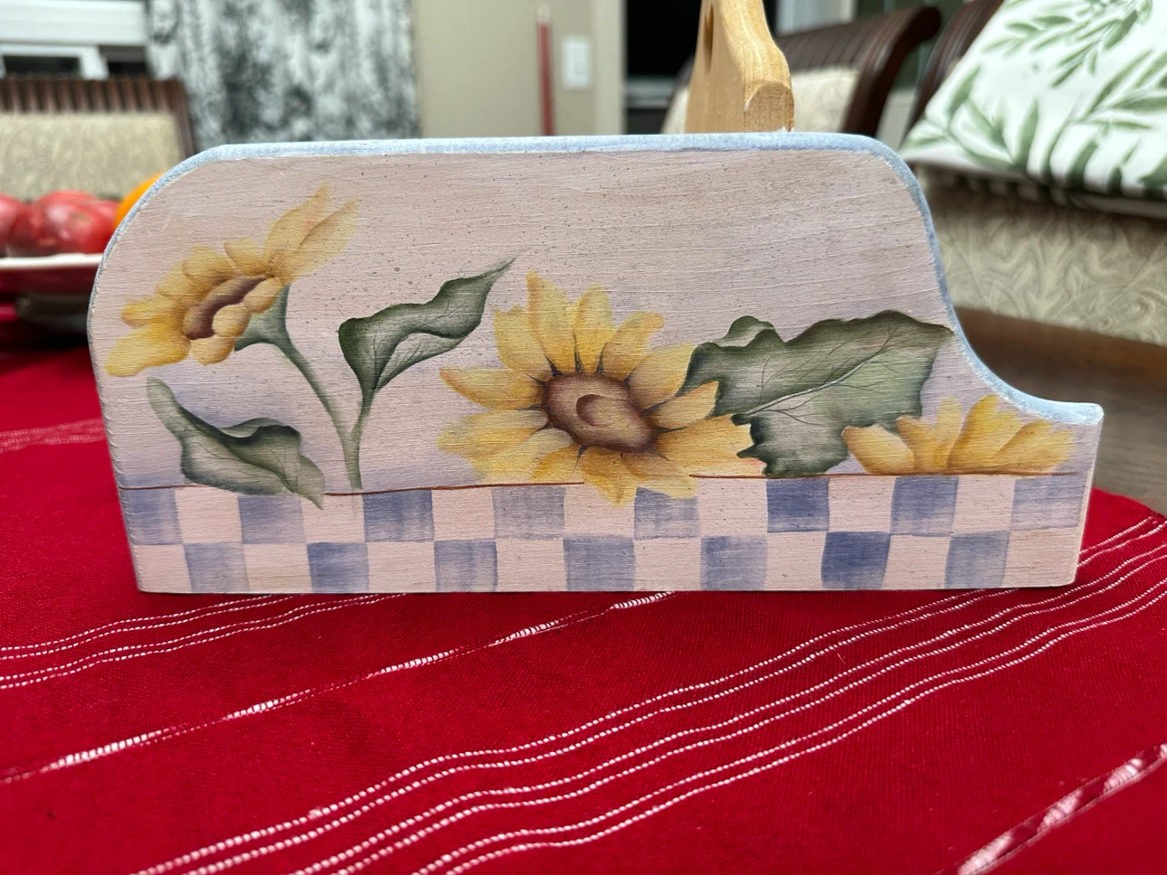 🌻 Hand-Painted Sunflower Wooden Organizer / Caddy 🌻 - photo 4