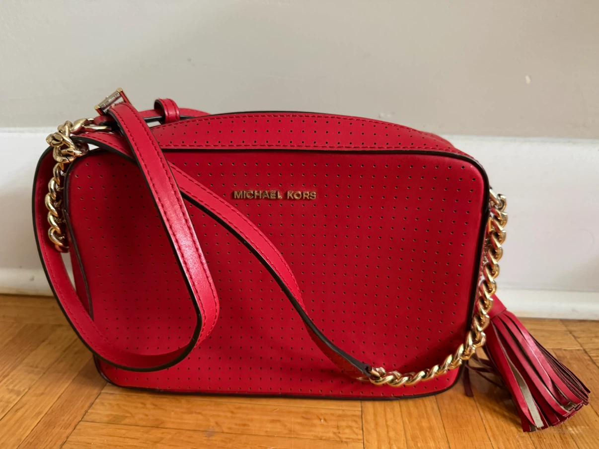 Michael Kors Red Perforated Camera Bag