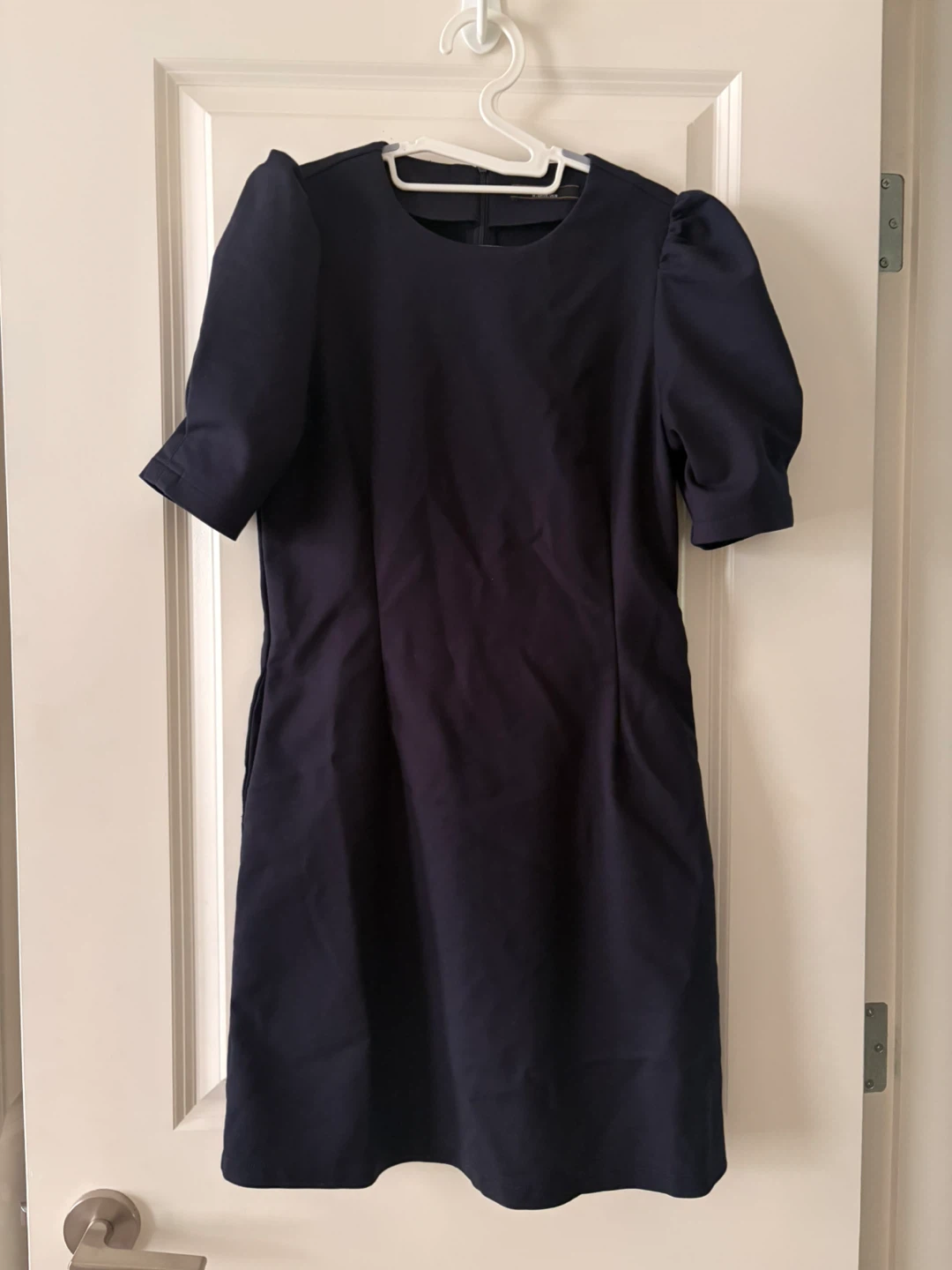 Navy Blue Puff Sleeve Short Dress