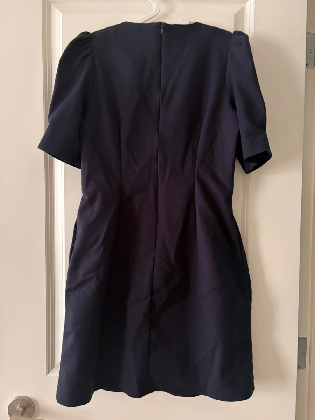 Navy Blue Puff Sleeve Short Dress - photo 2