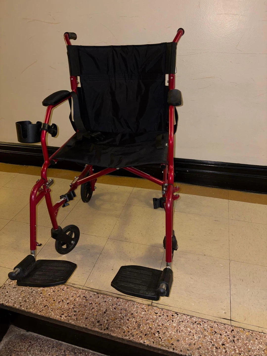 Medline Folding Transport Wheelchair in Red