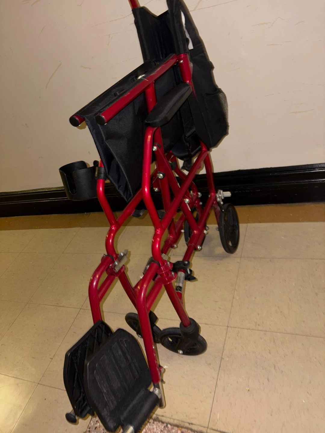 Medline Folding Transport Wheelchair in Red - photo 2