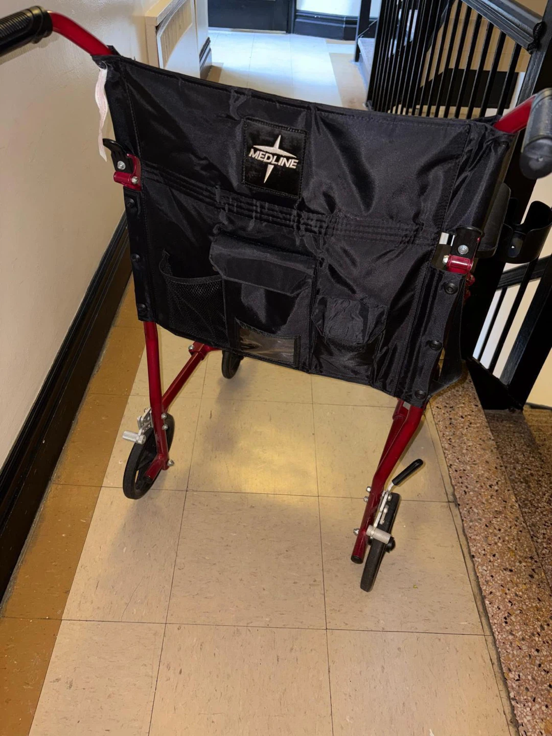 Medline Folding Transport Wheelchair in Red - photo 4