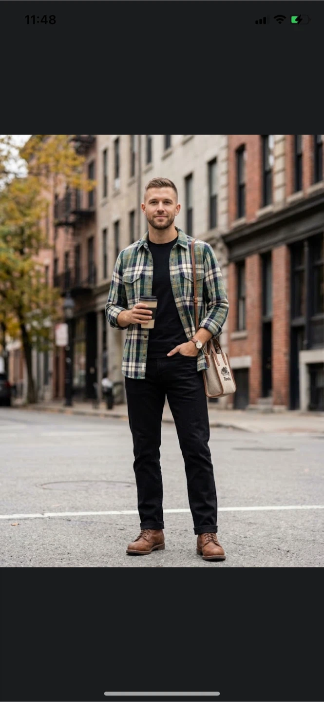 Roots Green Plaid Flannel Shirt - Large