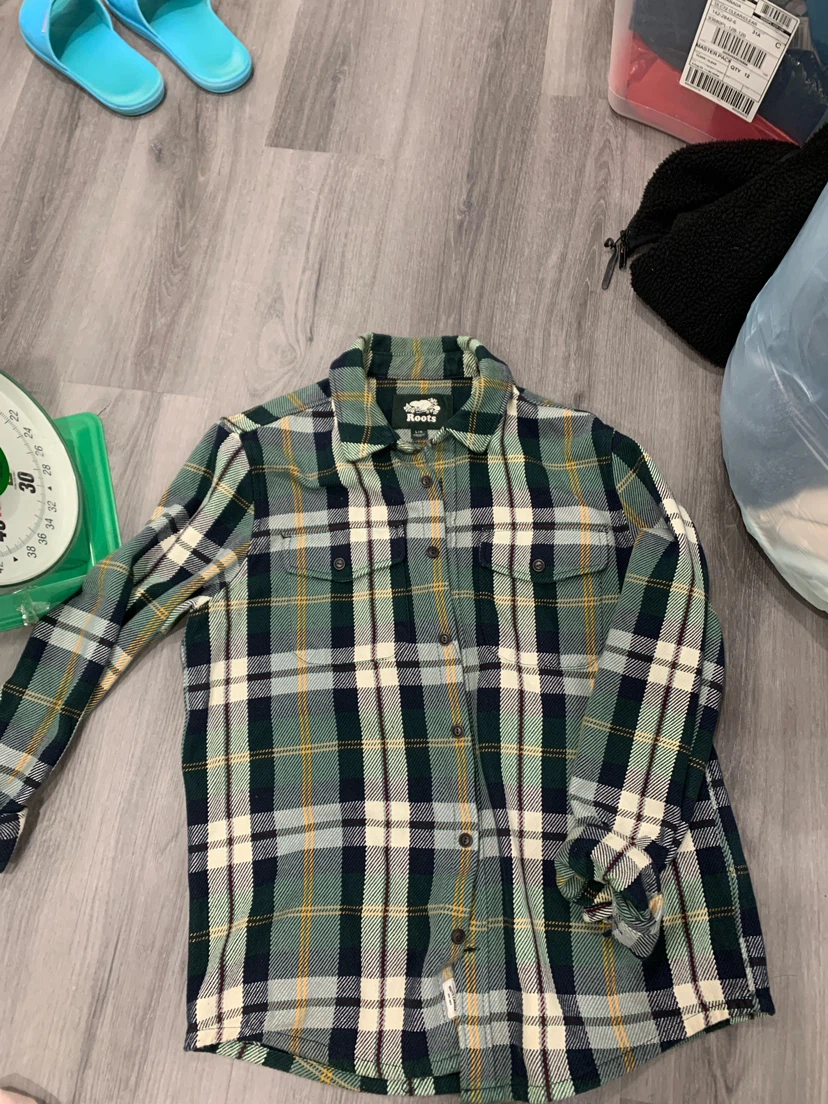 Roots Green Plaid Flannel Shirt - Large - photo 2