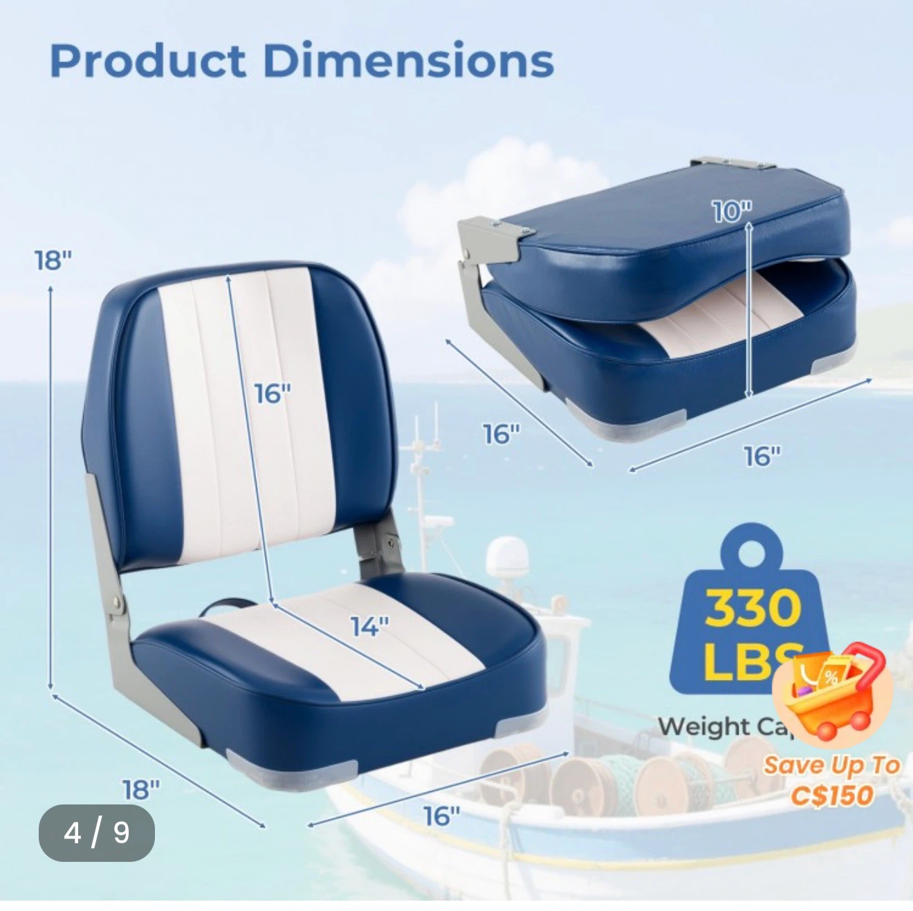 Red Folding Marine Boat Seats - photo 3
