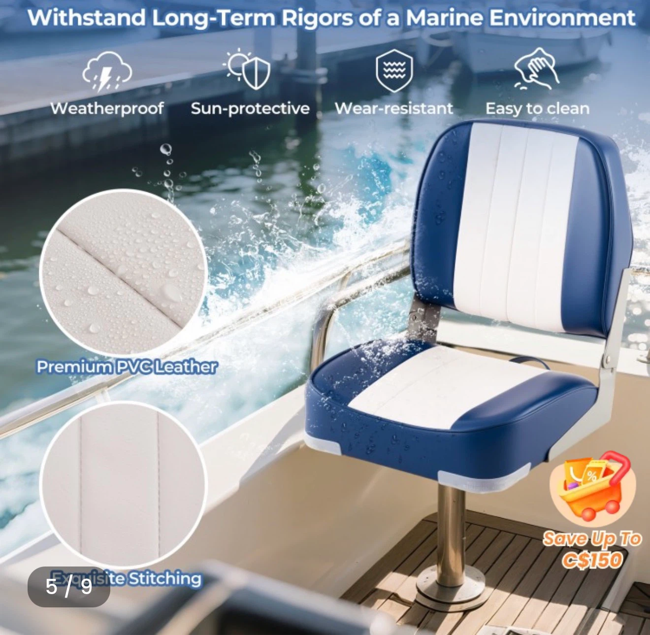 Red Folding Marine Boat Seats - photo 4