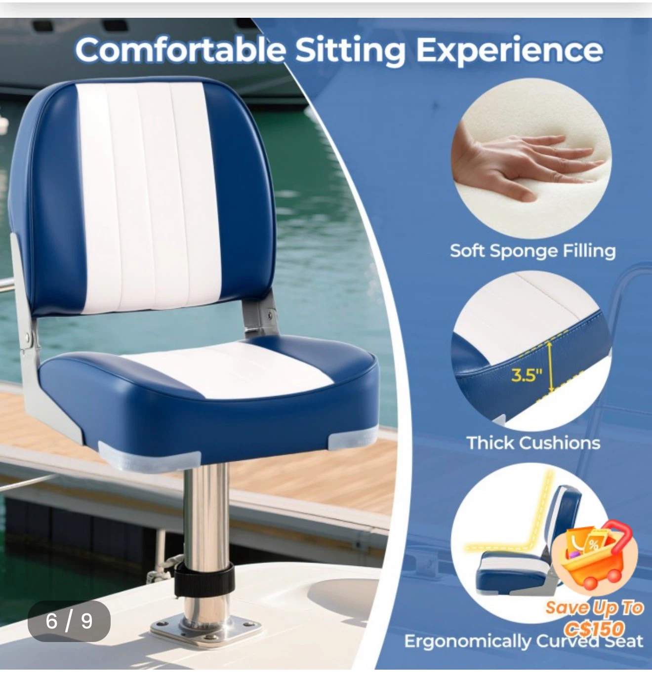 Red Folding Marine Boat Seats - photo 5