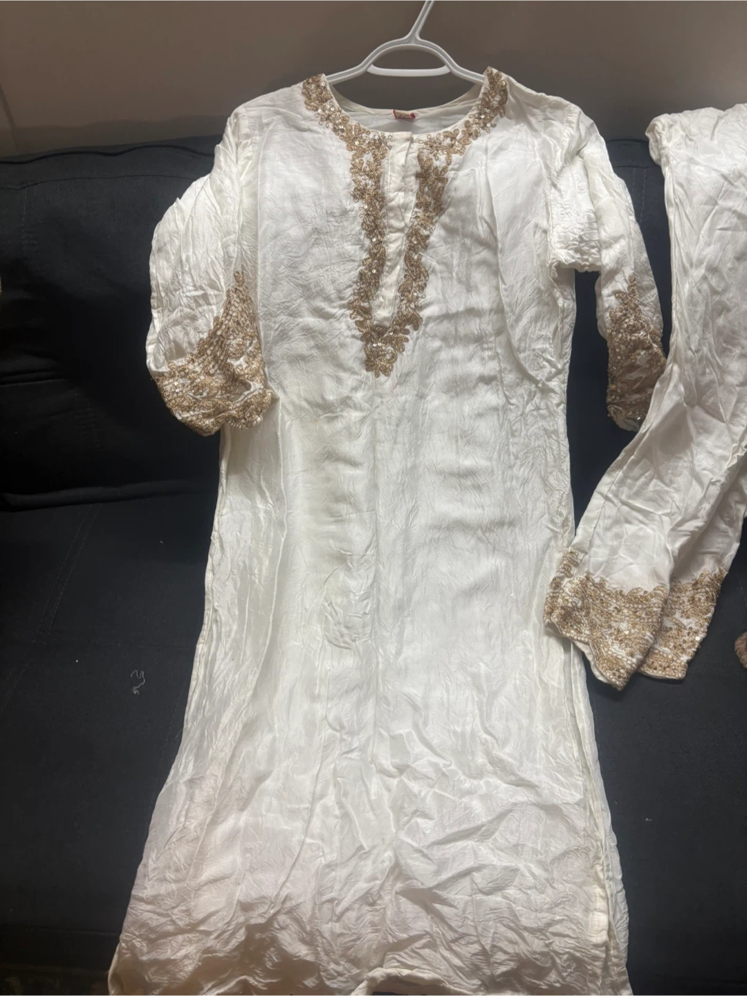 White Kurta with Gold Embroidery - photo 2