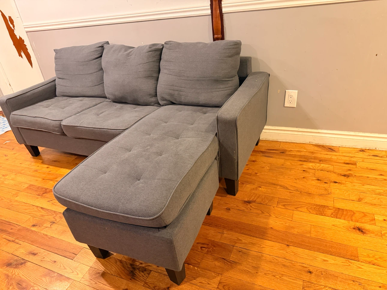 Grey Fabric Sectional Sofa with Chaise - photo 2