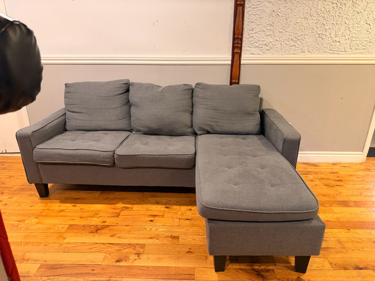 Grey Fabric Sectional Sofa with Chaise - photo 3