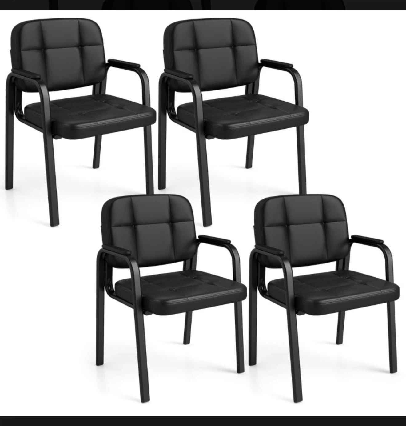 4 Set of Black Upholstered Office Guest Chairs - photo 2