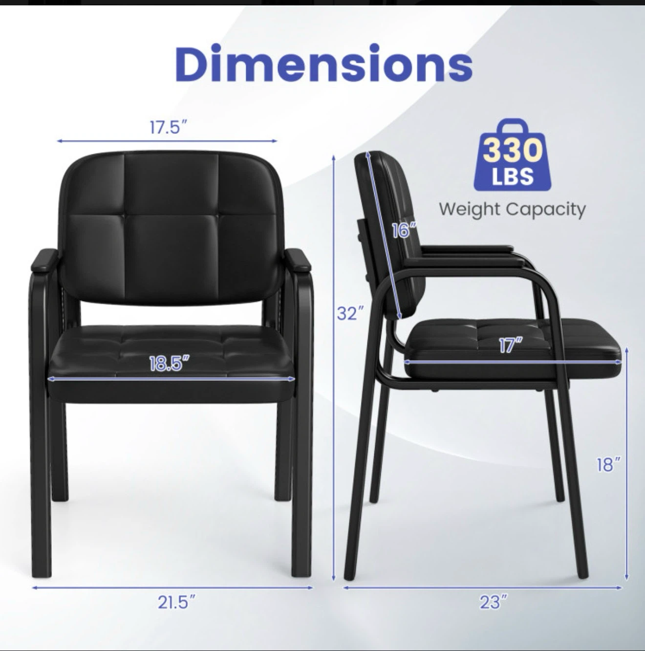 4 Set of Black Upholstered Office Guest Chairs - photo 3