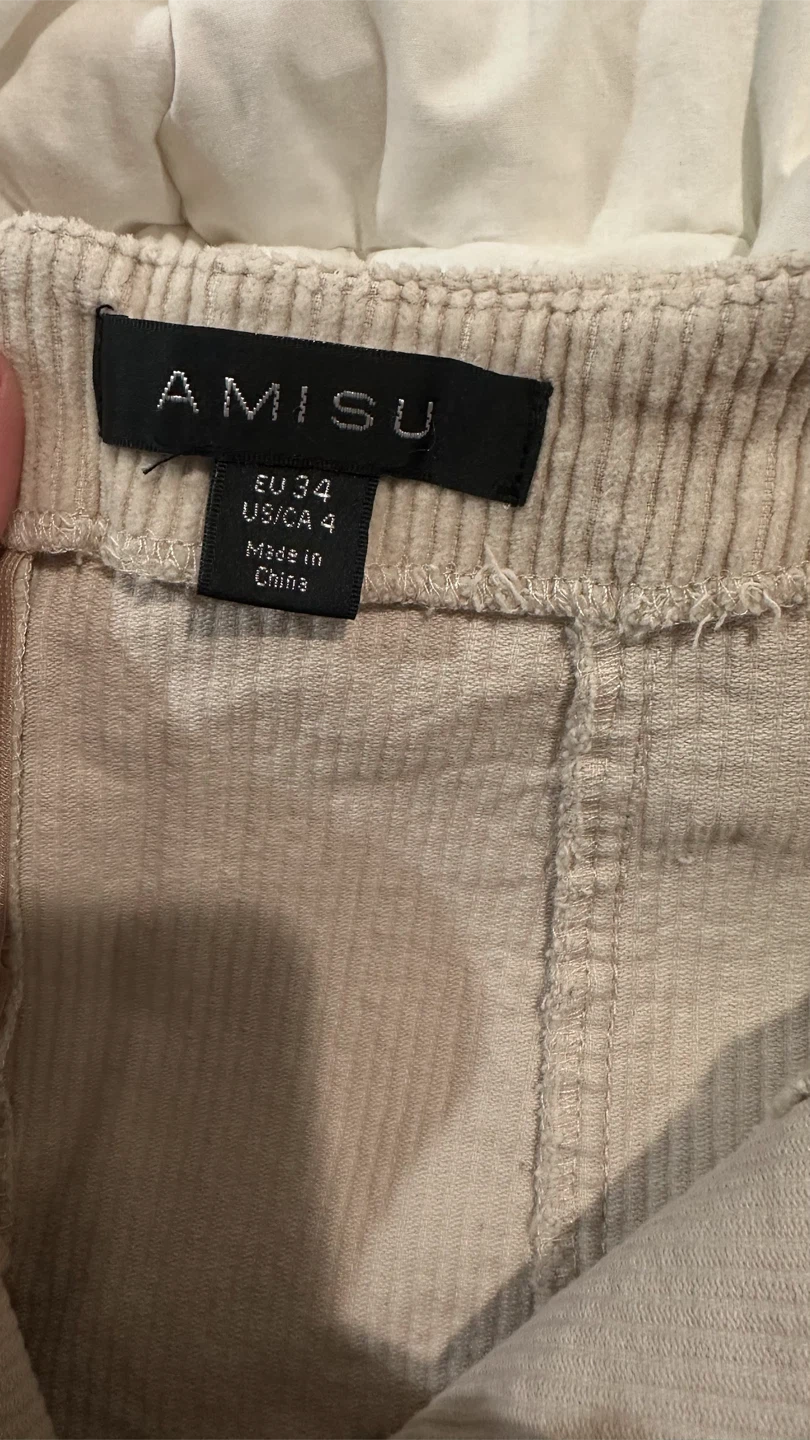 Amisu Beige Corduroy Mini Skirt - photo 2