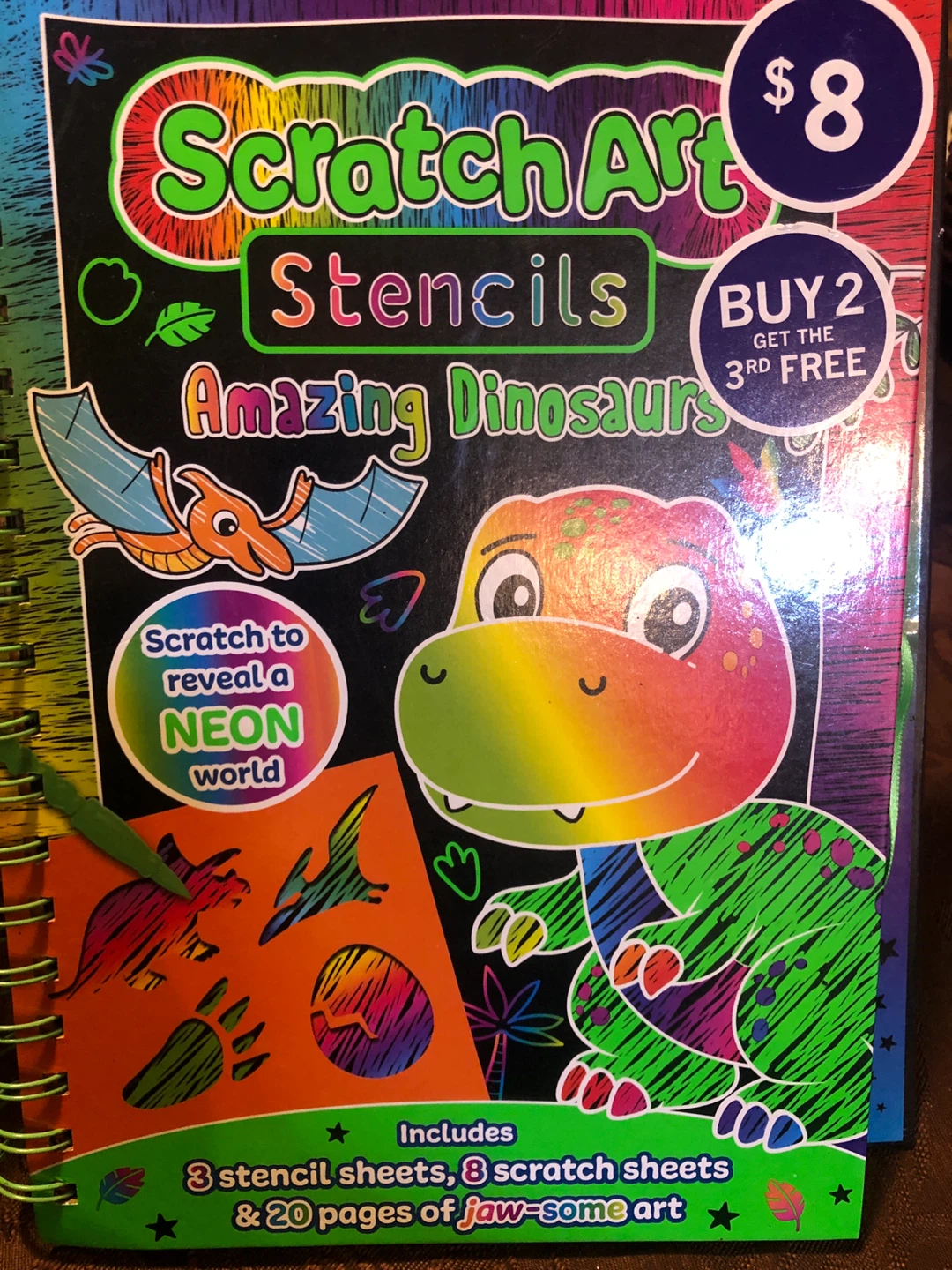 NEW Amazing Dinosaurs Scratch Art Stencils Activity Book