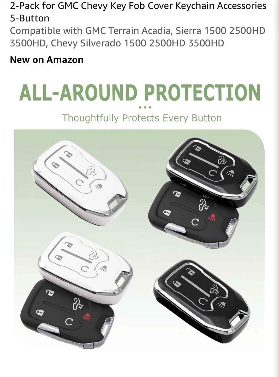 2-Pack GMC Chevy 5-Button Key Fob Cover Set - photo 3