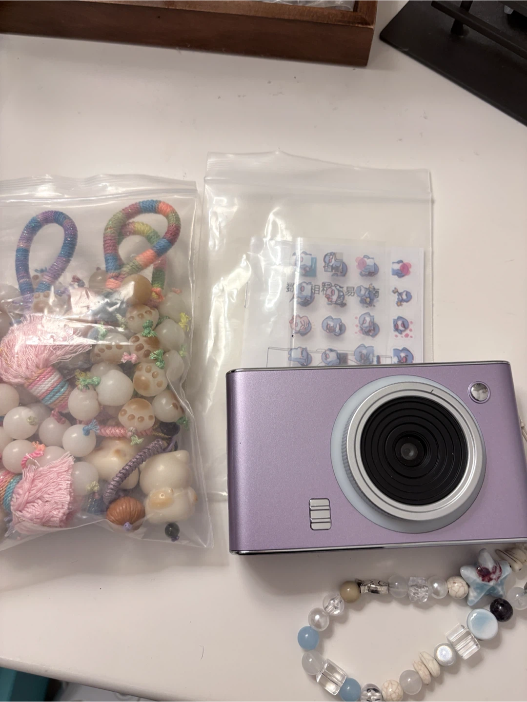 Purple Digital Camera with Craft Beads