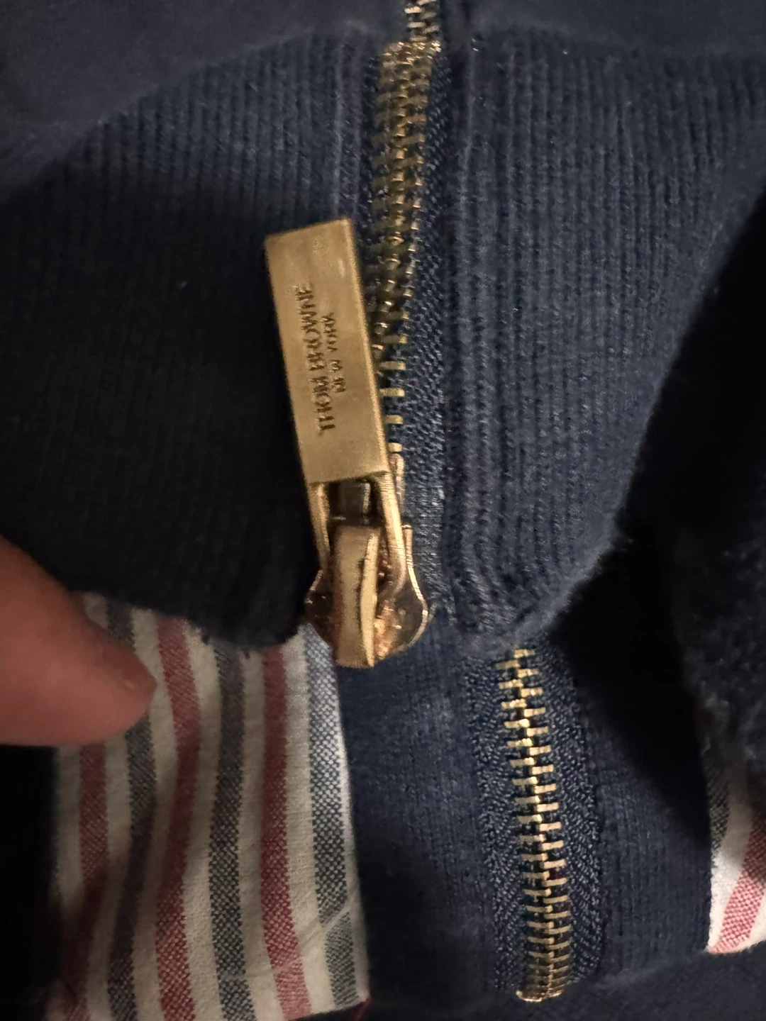 Thom Browne Navy Zip-Up Hoodie - photo 5