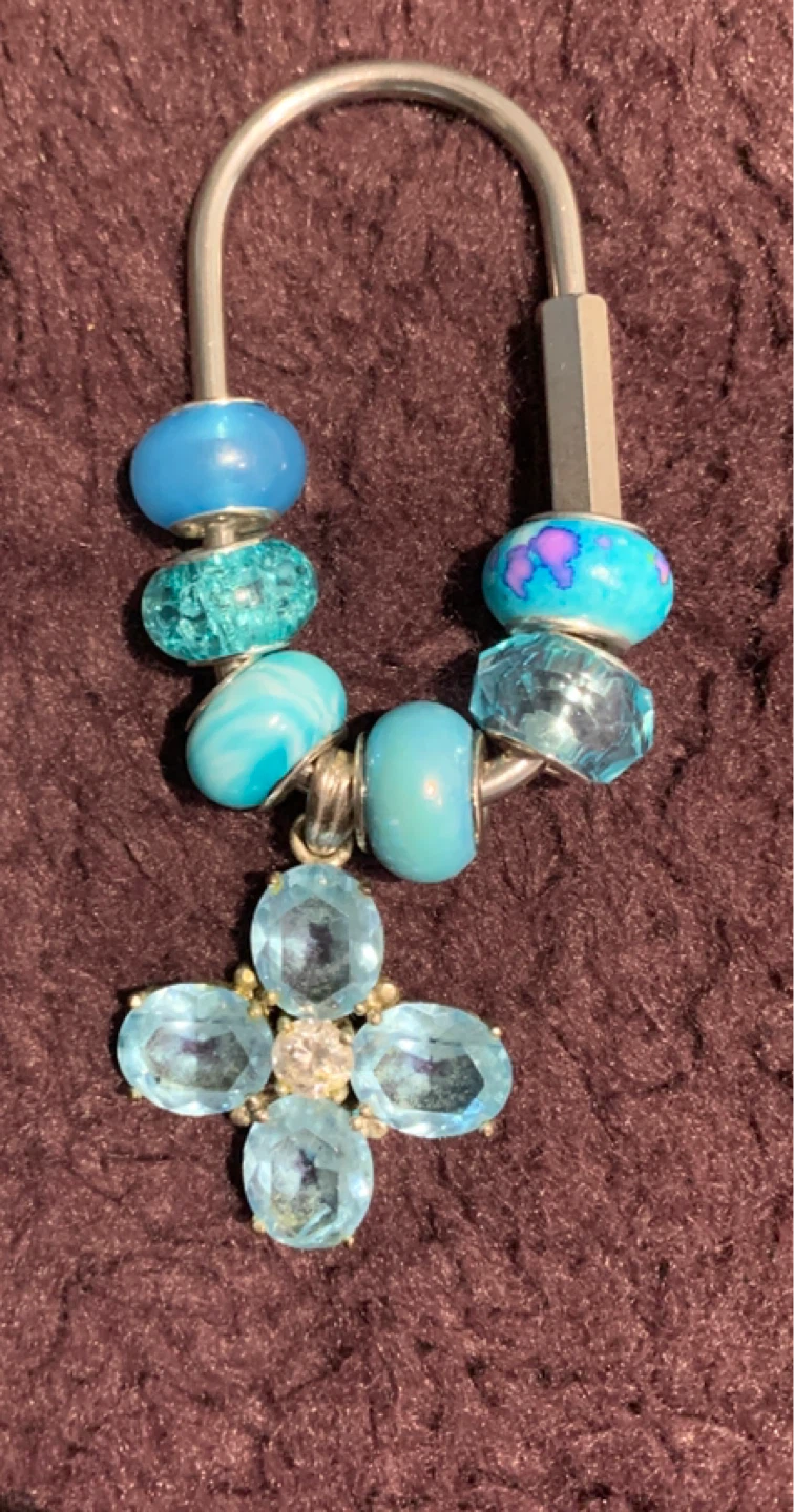 Blue Bead Charm Keyring