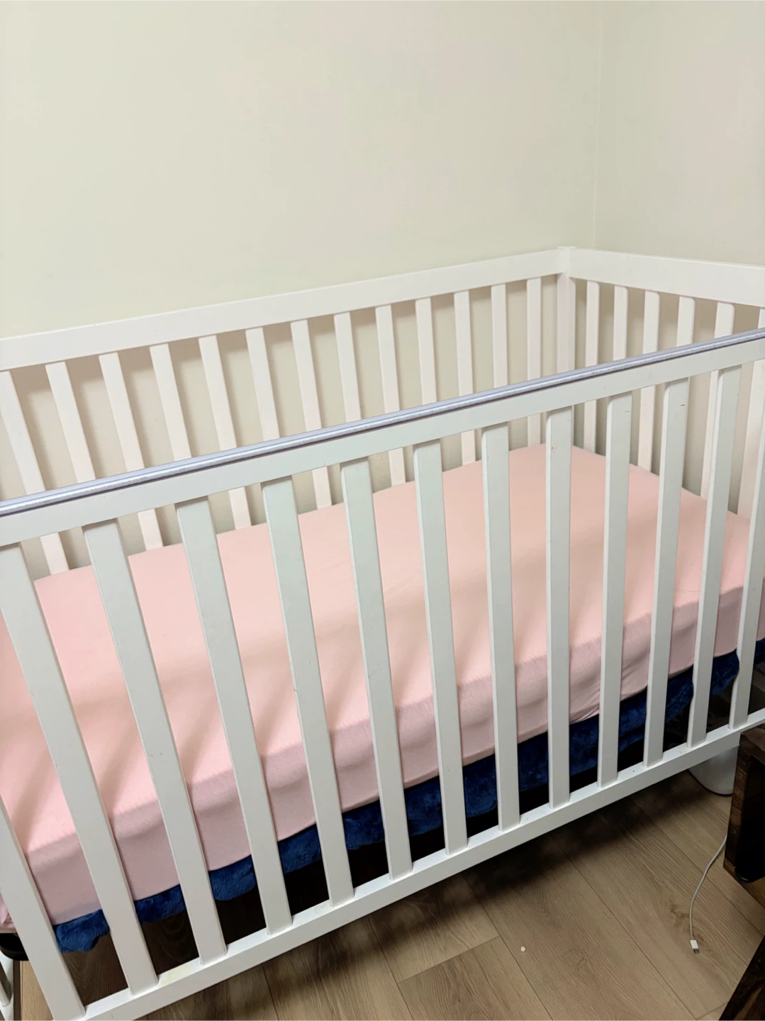 White crib and Organic 2-in-1 Cotton Baby Mattress