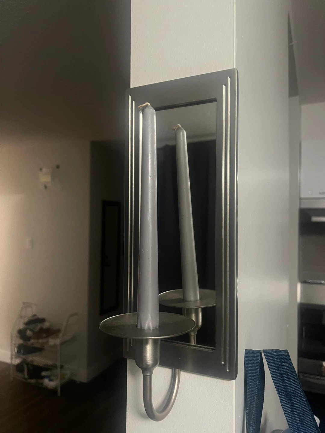Set of 3 Modern Metal & Mirror Wall Candle Sconces