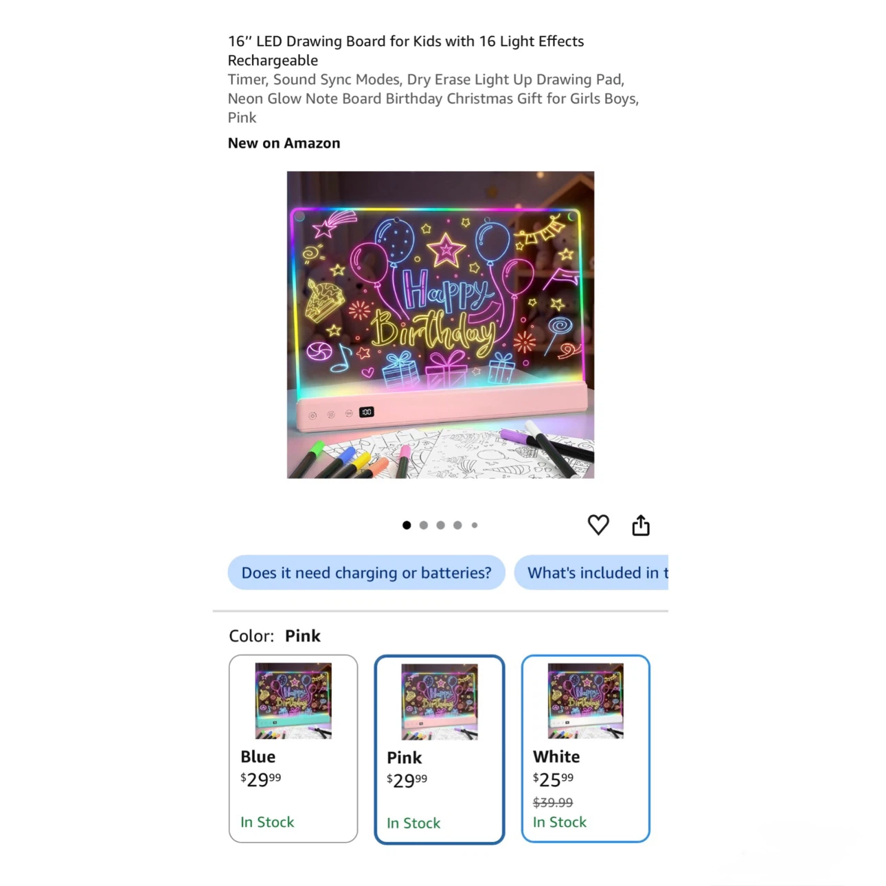 Brand new 16’’ LED Drawing Board for Kids with 16 Light Effects