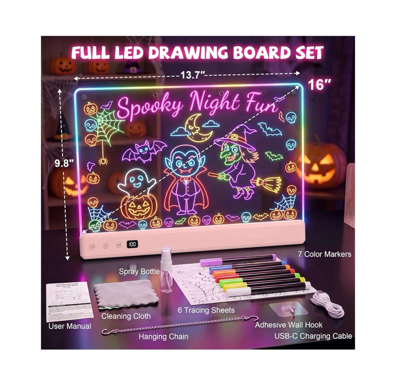 Brand new 16’’ LED Drawing Board for Kids with 16 Light Effects - photo 4