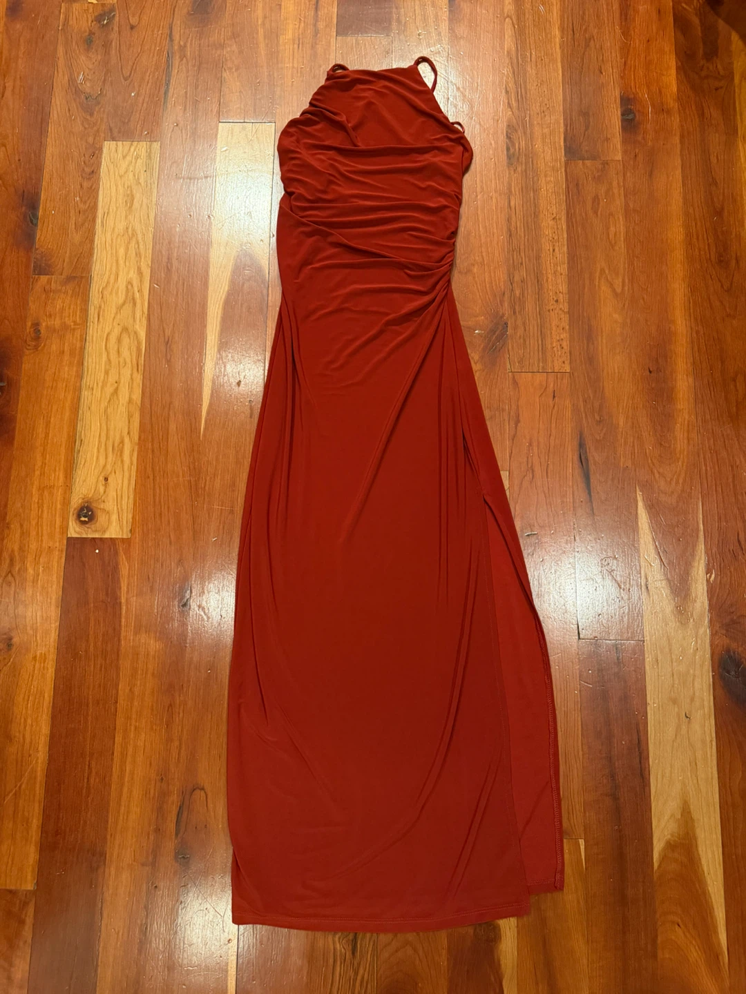 Red Ruched Maxi Dress