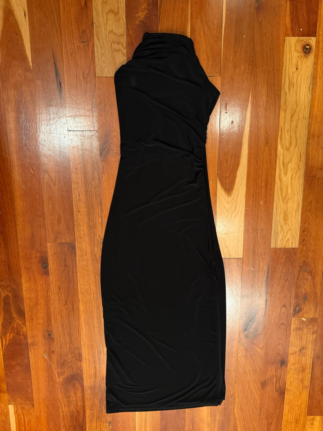 Black Ruched Halter Neck Dress