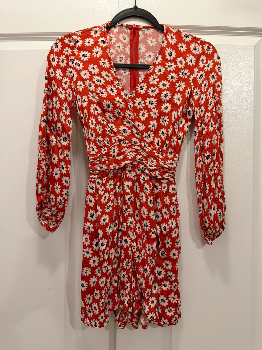 Red Daisy Print Romper