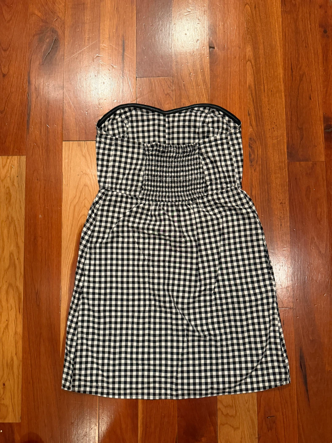 Black and White Gingham Strapless Dress - photo 2
