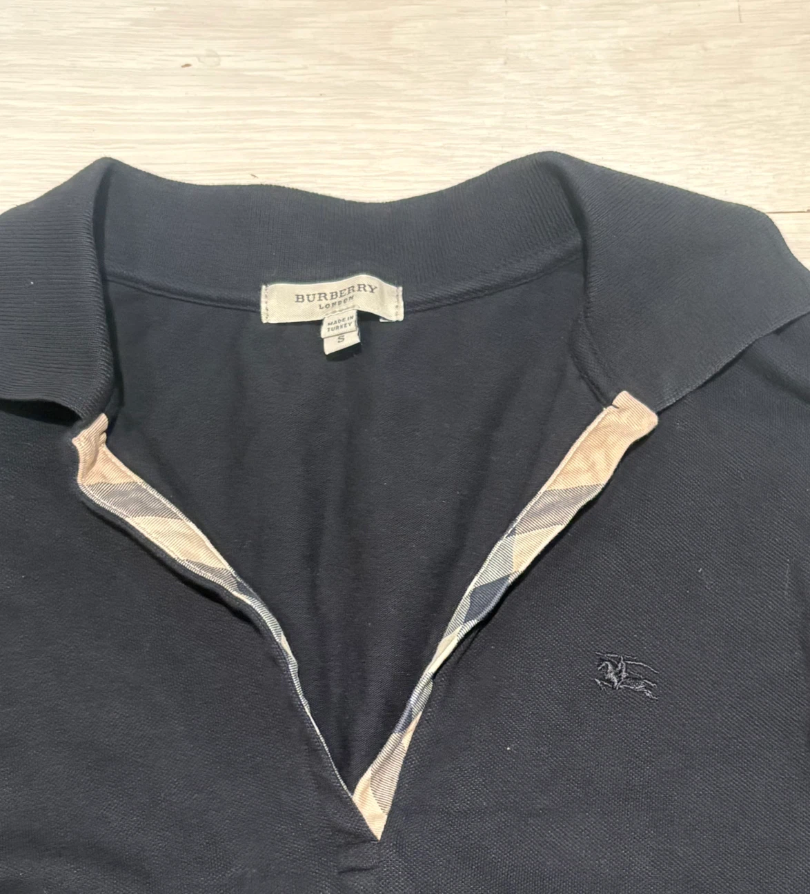 Burberry Women's 3/4 Sleeve Polo Small Black Check Accent - photo 2