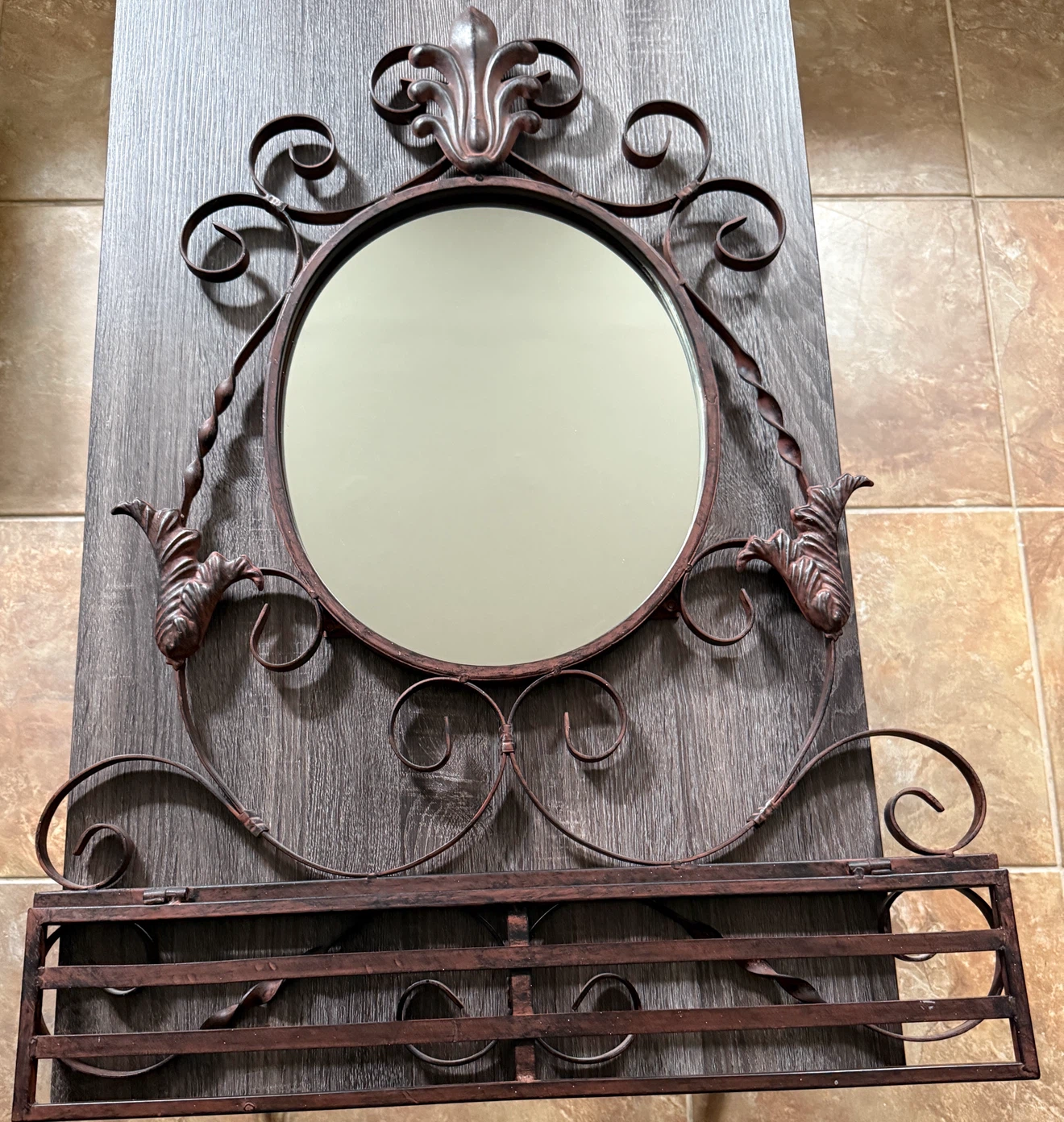 Ornate Bronze Metal Wall Mirror - photo 2