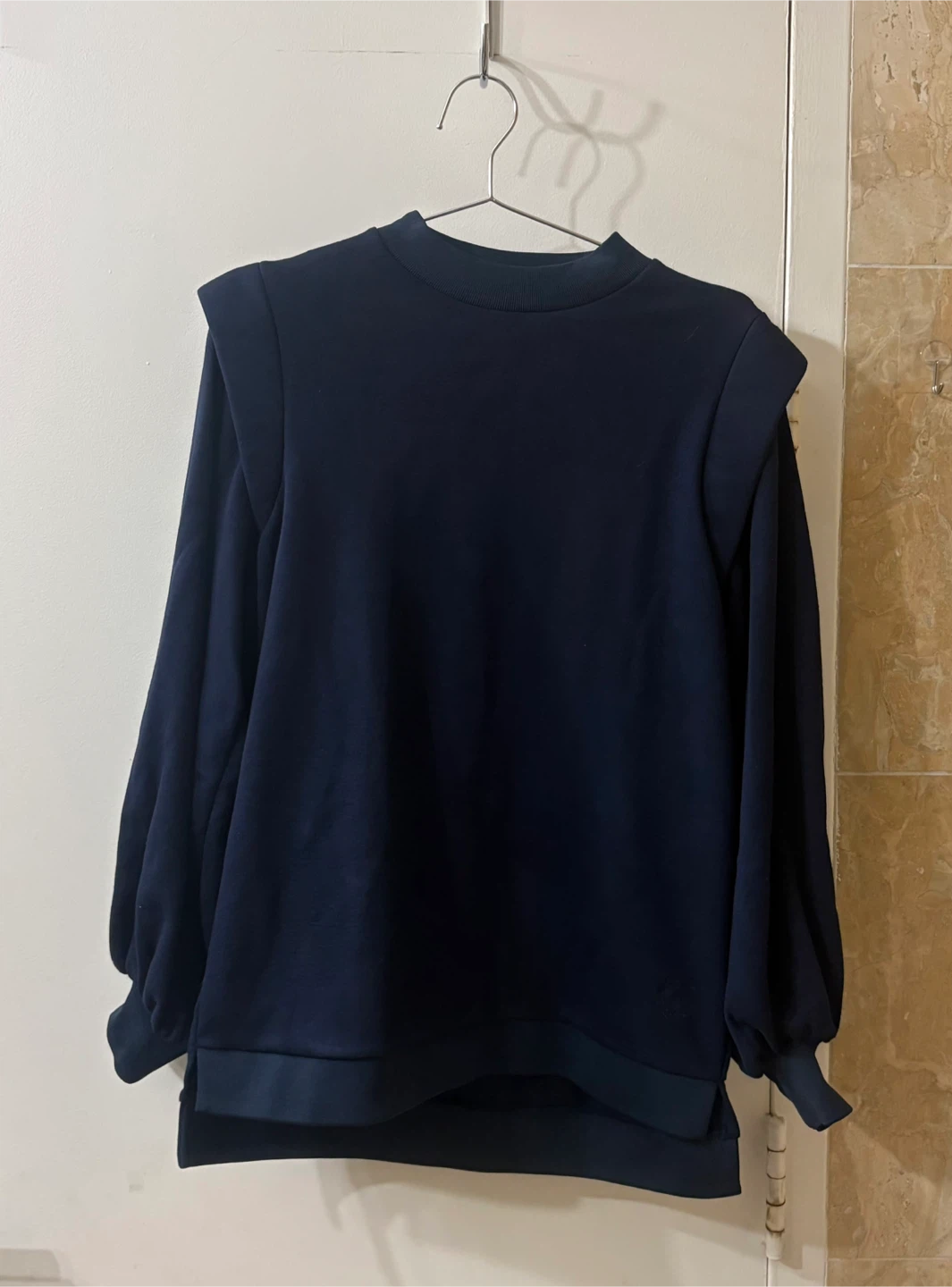Ted Baker Navy Padded Shoulder Top Sweatshirt Size 1 US 4 S
