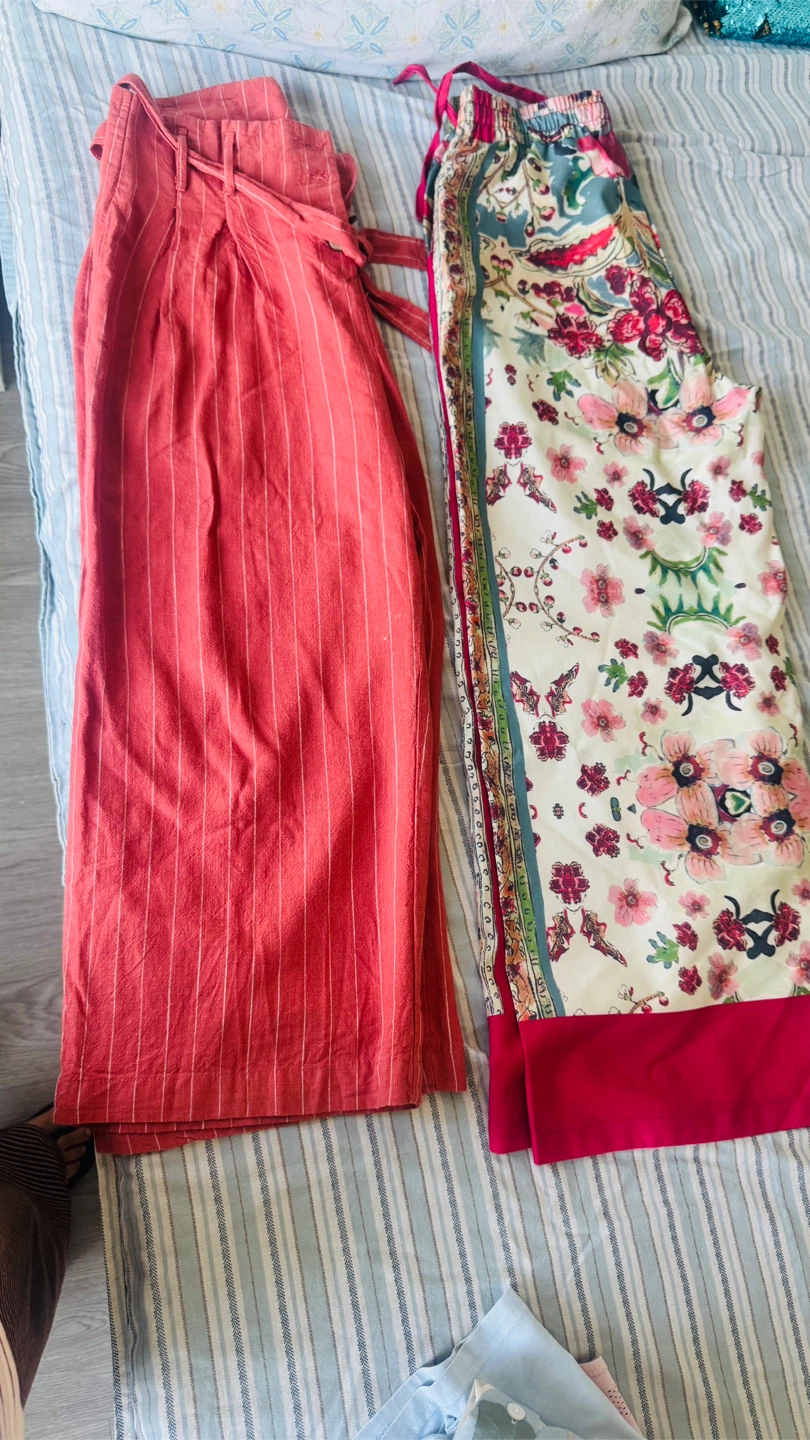 Women's Wide Leg Pants Bundle - Striped and Floral MEDIUM size