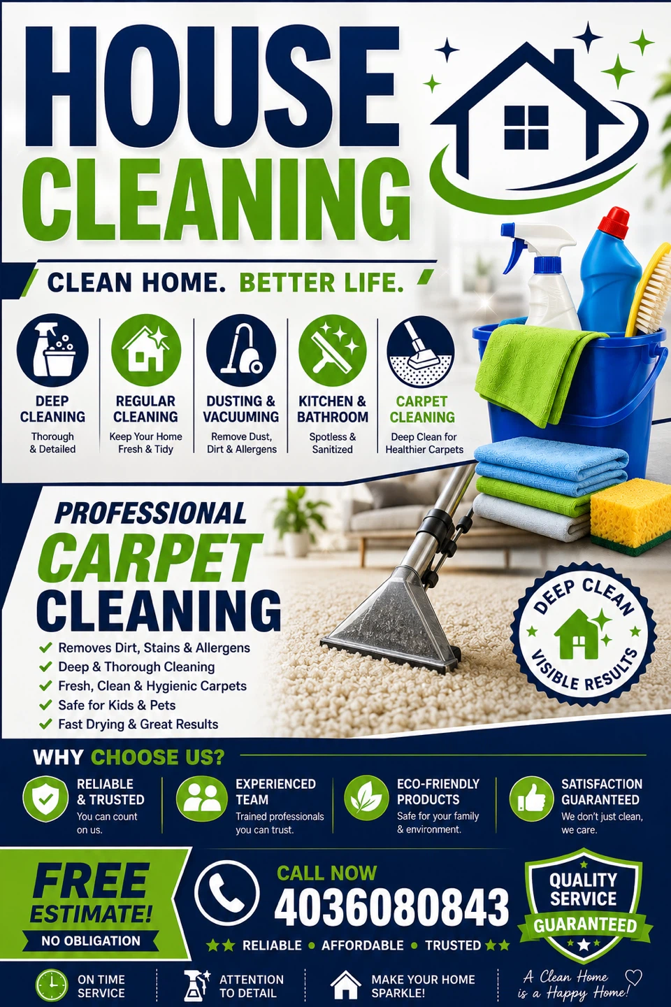 Professional residential cleaning services and carpet clean - photo 2