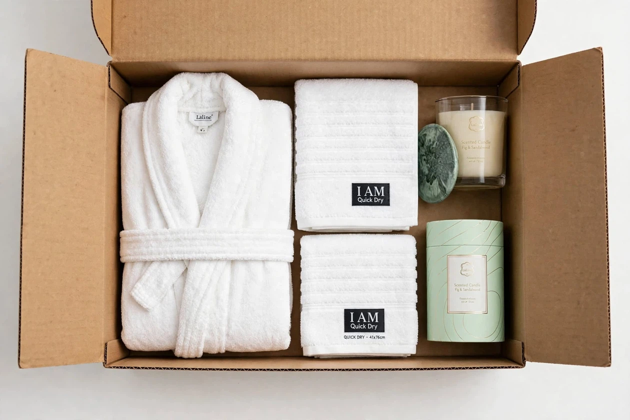 Laline Bath Robe, Towel and Candle Gift Set