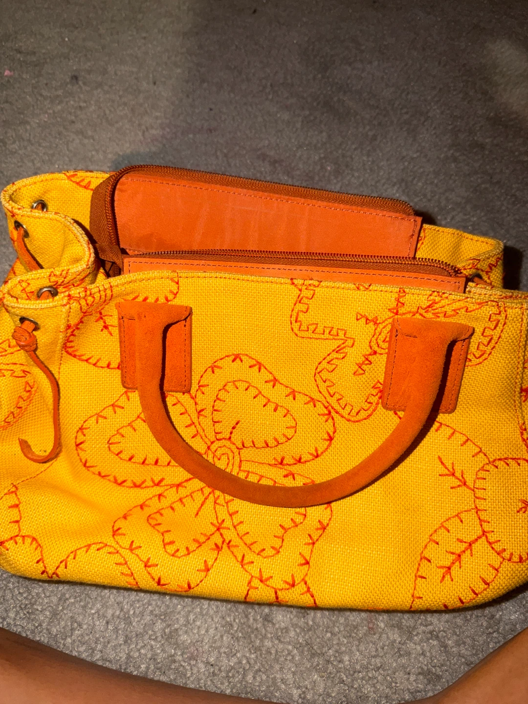 Yellow & Orange Embroidered Handbag - photo 5