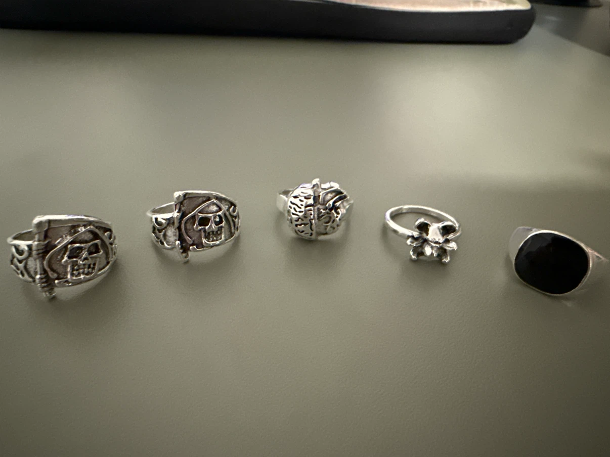 Set of 5 Assorted Silver-Tone Rings