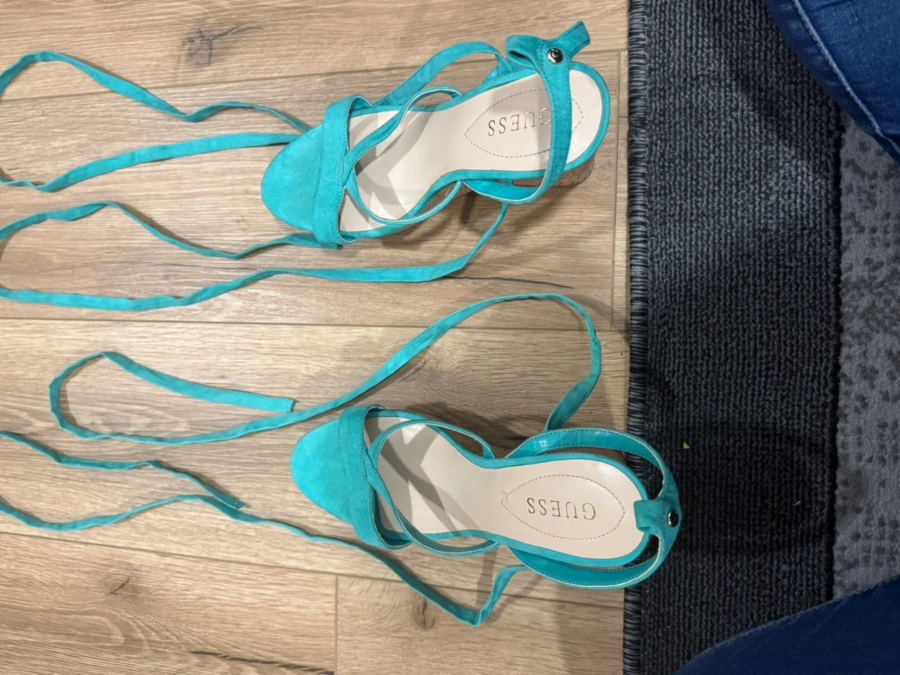 Guess Teal Suede Lace-Up Heels - photo 5