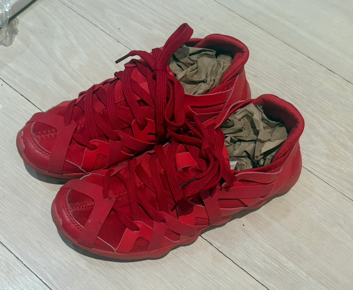 Men's Red Lattice Cage Design Sport Sneakers Size EU 39 US 6.5e