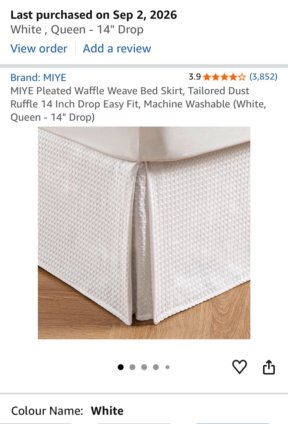 [NEW] Queen Size Bed Skirt - White - photo 2