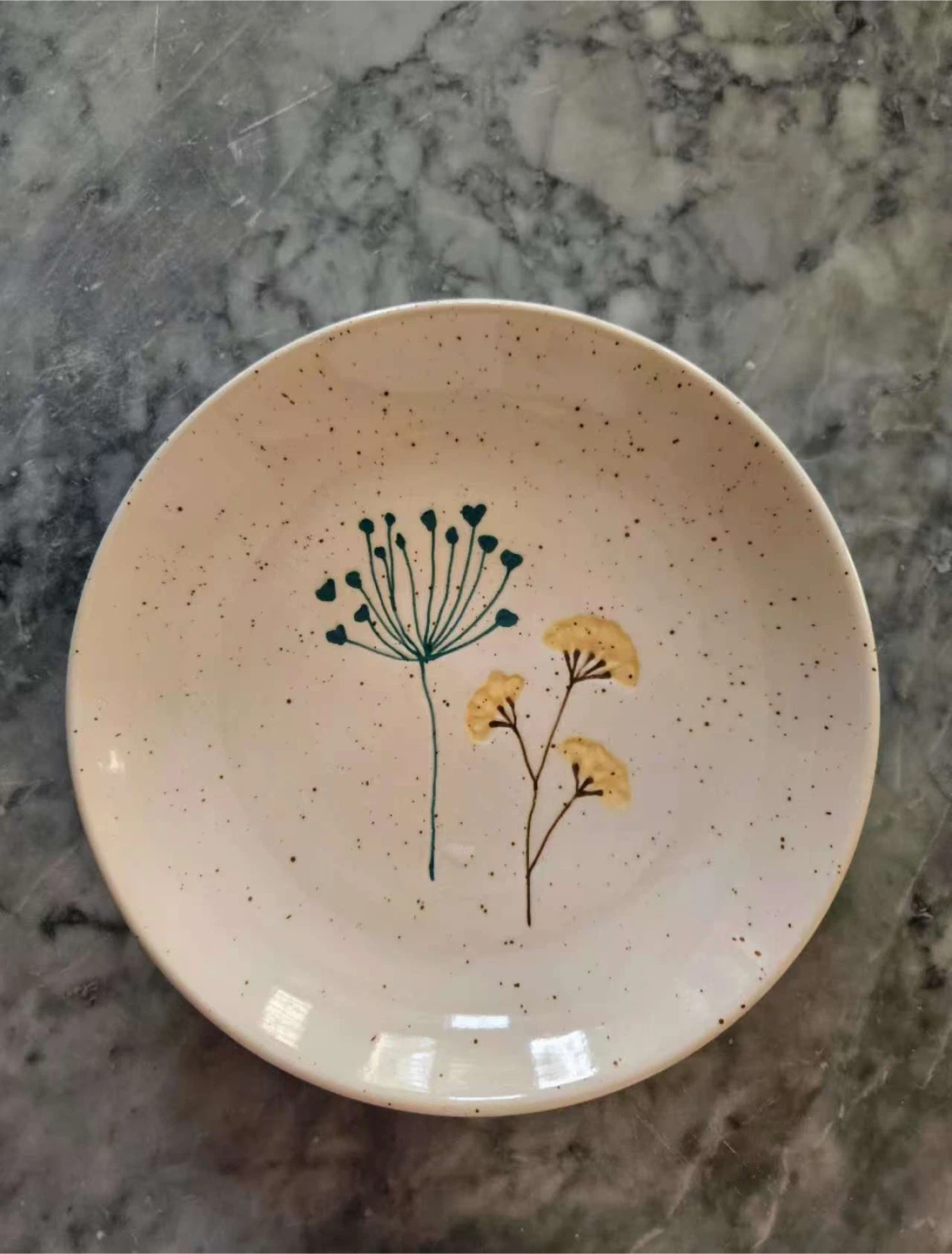 Speckled Floral Ceramic Plate - NEED TO SELL EVERYTHING