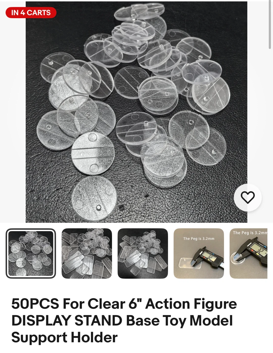 50PCS Clear Action Figure Display Stands
