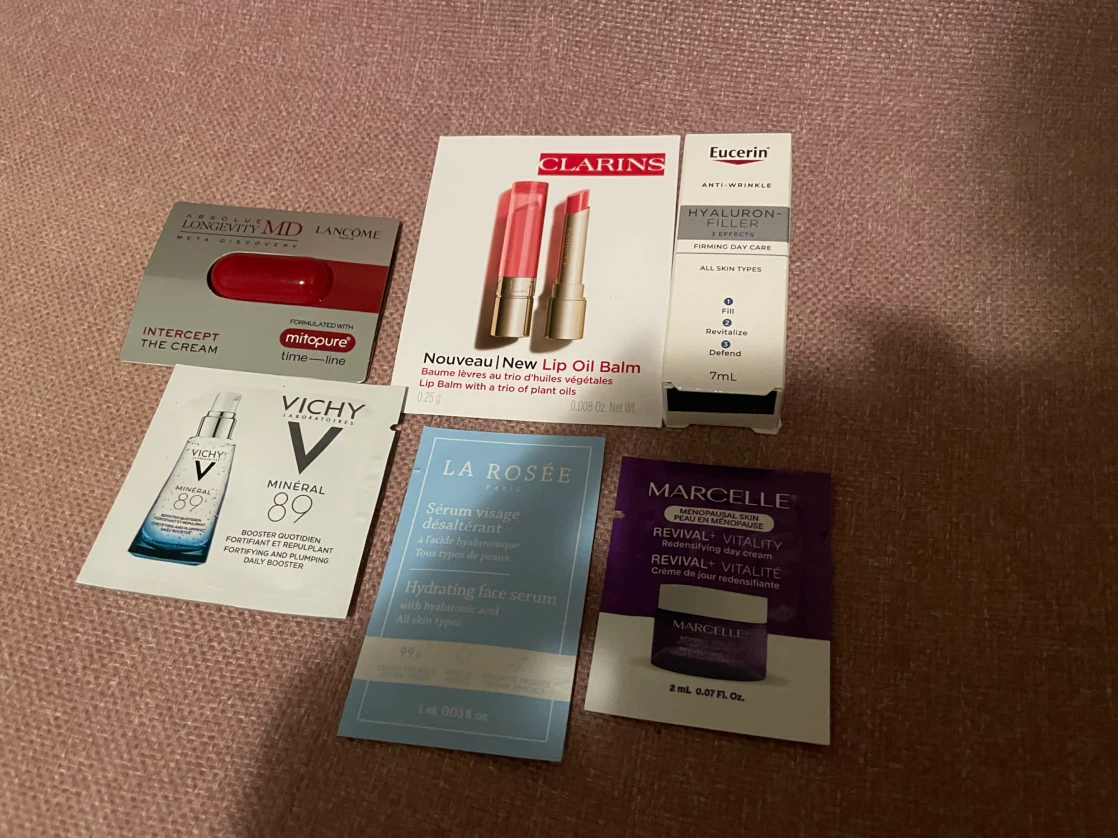 Assorted Skincare Samples - Lancome, Vichy, Clarins, La Rosée