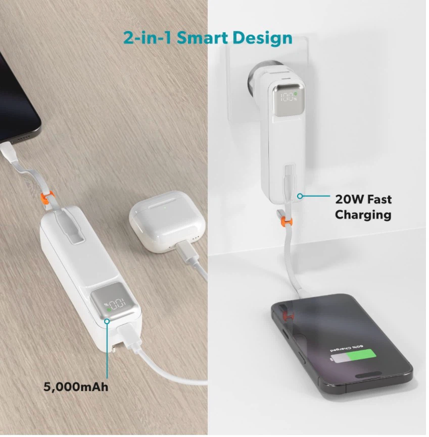 2-in-1 Portable Charger and Wall Adapter - photo 2
