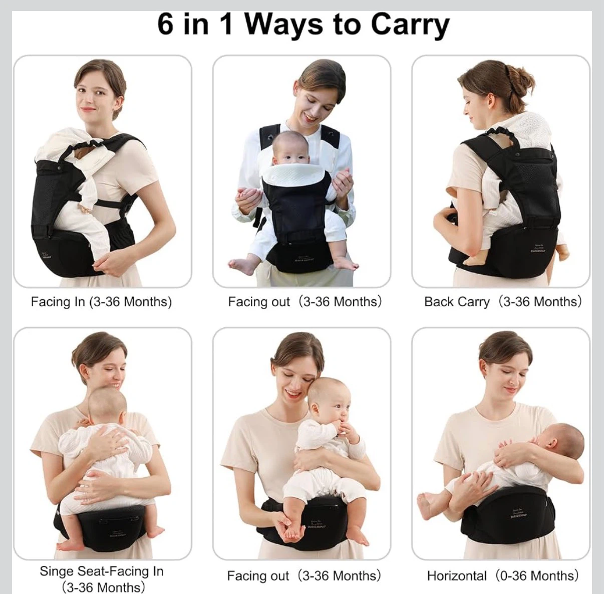 Bebamour 6-in-1 Baby Carrier with Waist Stool - photo 2