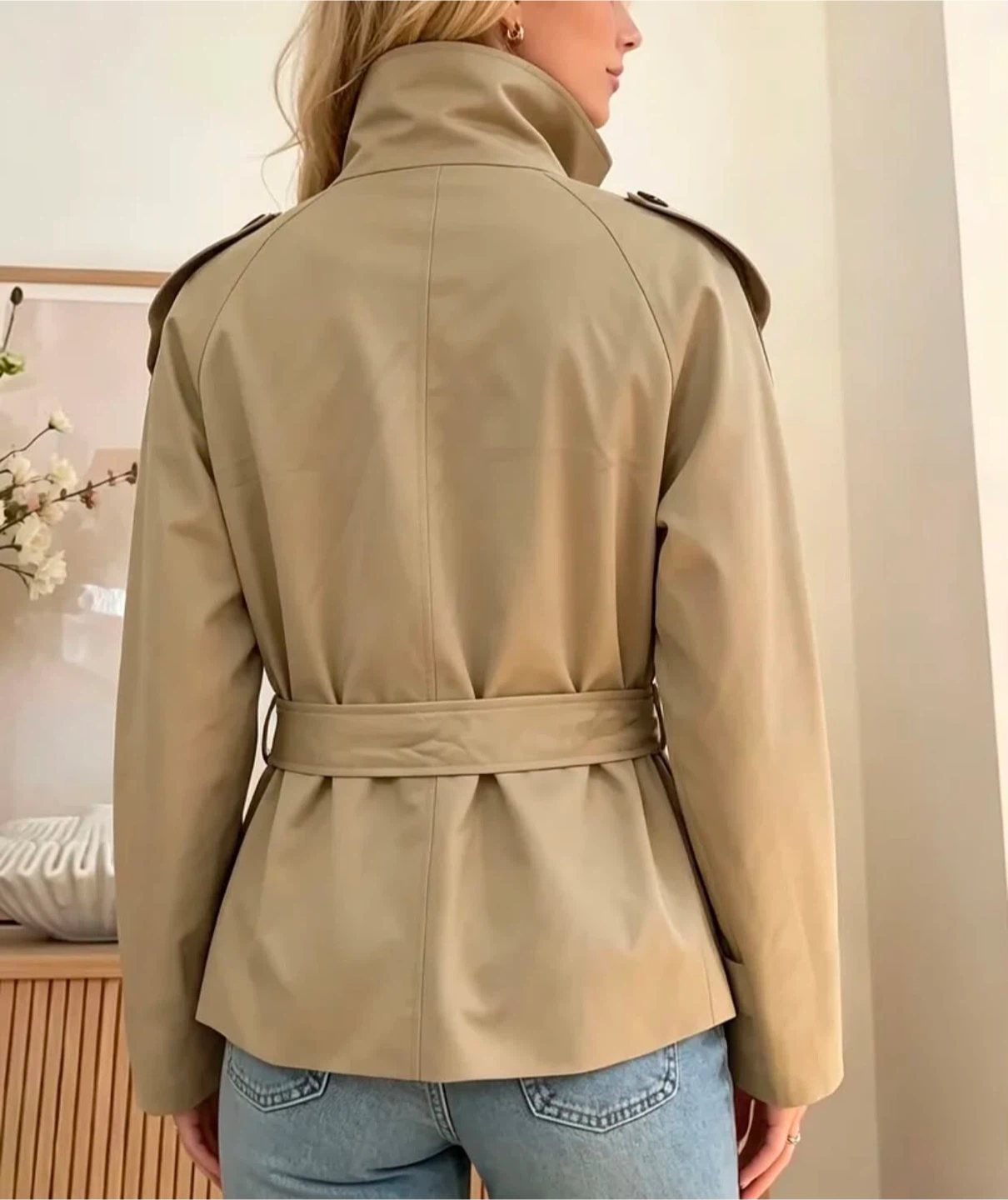 Beige Double-Breasted Trench Jacket - photo 3