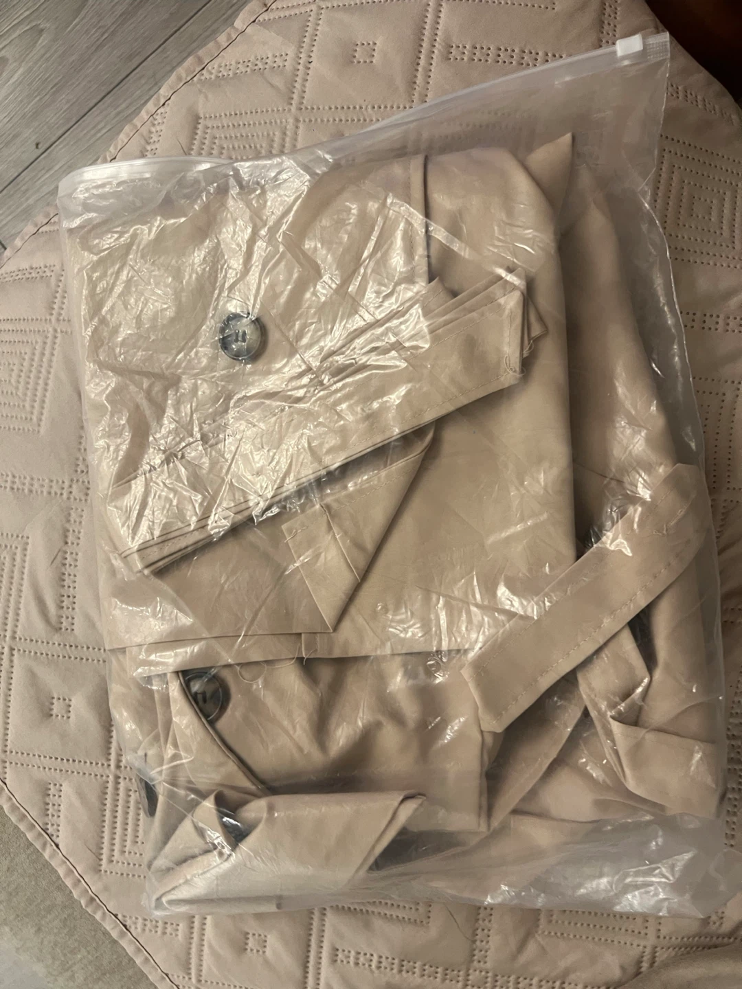 Beige Double-Breasted Trench Jacket - photo 5