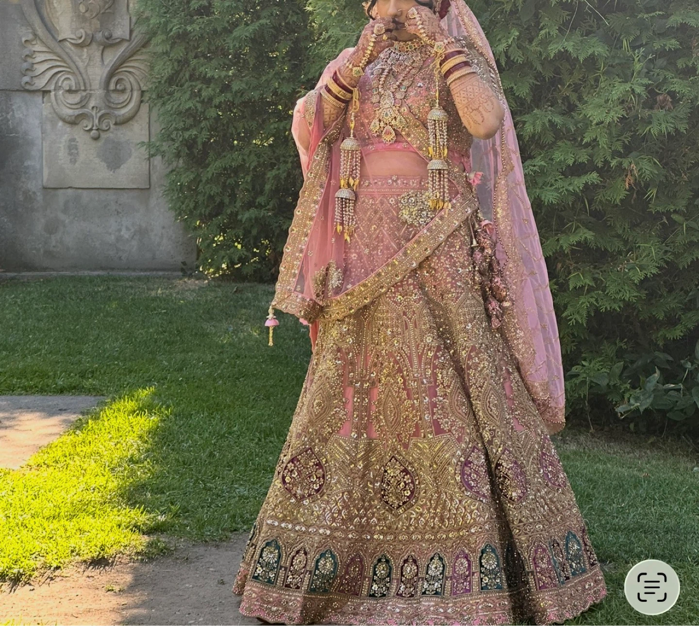 Pink Embroidered Bridal Lehenga Set